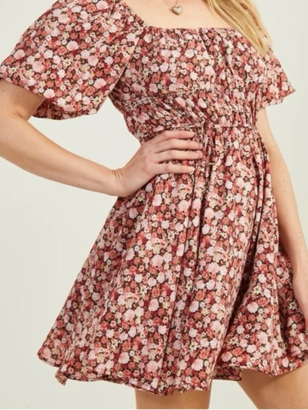 NWT Altar'd State Rochelle floral mini dress smocked bodice puff sleeves Sz S